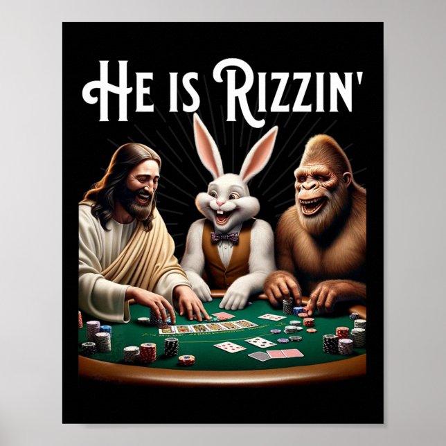 Poster Engraçado Rizz Ele É Rizzin Jesus (Frente)