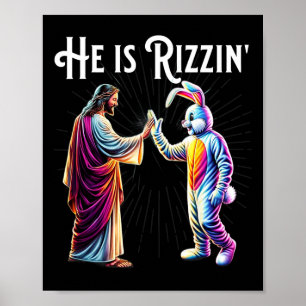 Poster Engraçado Rizz Ele É Rizzin Jesus Alto Cinco Pásco