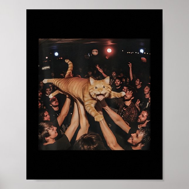 Poster Engraçado Rock Show Cat Memte Tabuleiro Bonito De  (Frente)
