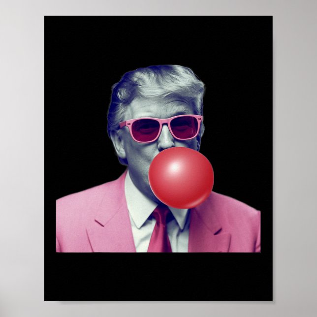 Poster Engraçado Rosa Donald Trump Bble Gum Yum Tee (Frente)