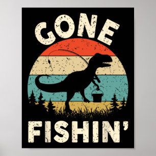 Poster Engraçado Saiu Camiseta de Pesca Homens Meninos Jo