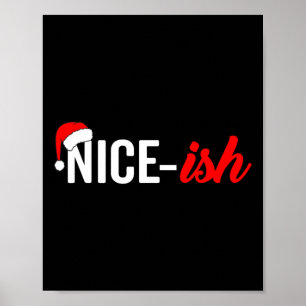 Poster Engraçado Santa Hat Naughty Lista legal
