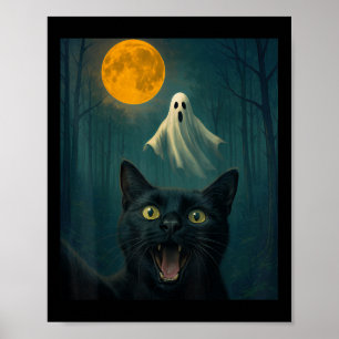 Poster Engraçado Selfie De Gato Assustado Com O Dia De Ha