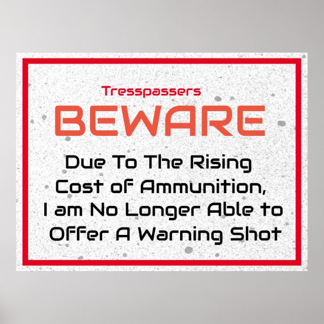 Poster engraçado sem invadir aspas Sinal (Frente)