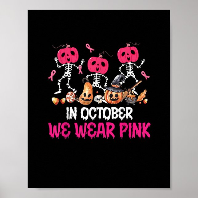 Poster Engraçado Skeleton no Dia das Bruxas Em outubro Ve (Frente)