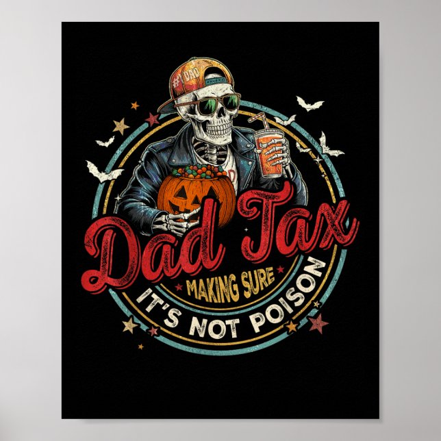 Poster Engraçado Skeleton Papa Halloween Pai Fazer Certam (Frente)