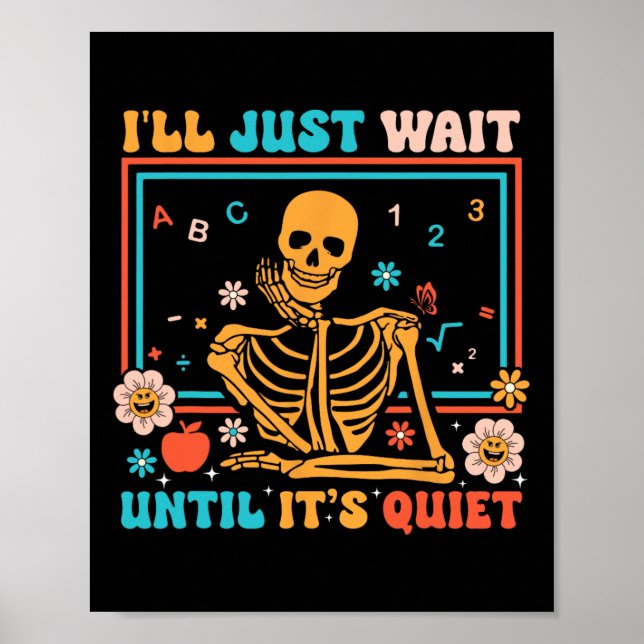 Poster Engraçado Skeleton Professor Halloween Homens Mulh (Frente)