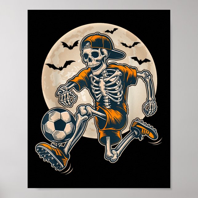 Poster Engraçado Skeleton Soccer Men Meninos Meninos Cust (Frente)