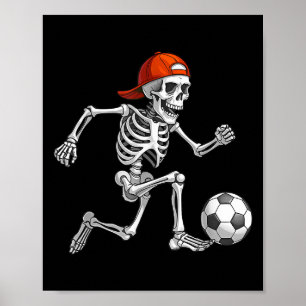 Poster Engraçado Skeleton Soccer Men Meninos Meninos Cust