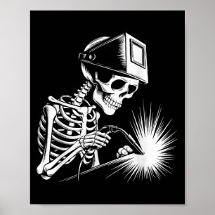 Poster Engraçado Skeleton Welding Amantes Loucos do Hallo