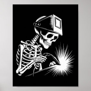 Poster Engraçado Skeleton Welding Amantes Loucos do Hallo