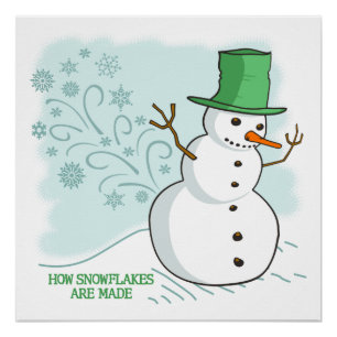 Póster Engraçado Snowman Farta Snowflakes