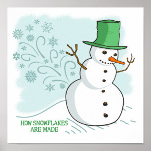 Poster Engraçado Snowman Farts Snowflakes Cartoon