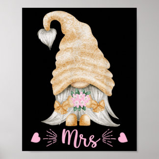 Poster Engraçado Sra. E Sr. Gnomo Casando Tee - Cute Gnom