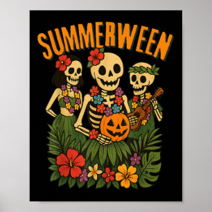 Poster Engraçado Summerwin Skeletons Luau Party Halloween