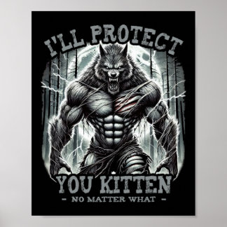 Poster Engraçado Tee Graphic, vou protegê-lo, Kitten Alph