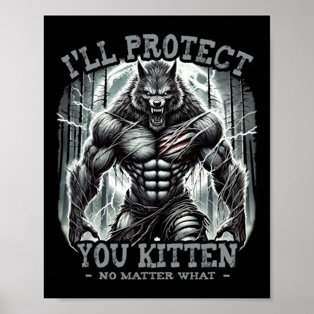 Poster Engraçado Tee Graphic, vou protegê-lo, Kitten Alph (Frente)