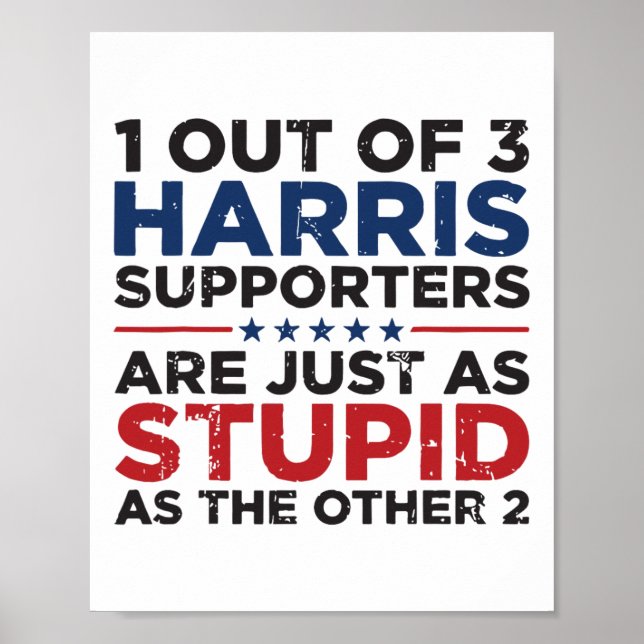 Poster Engraçado Trump 1 De 3 Apoiadores De Kamala Harris (Frente)
