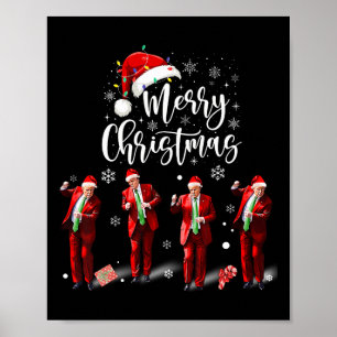 Poster Engraçado Trump Dance Papai Noel Feliz Natal