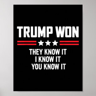Poster Engraçado Trump Ganhou Eles Sabem Que Eu Sei