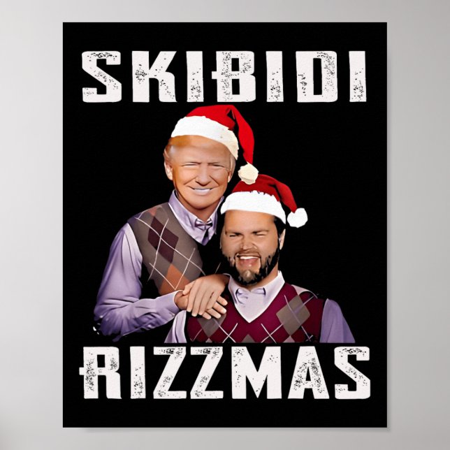 Poster Engraçado Trump Vance Skibidi Rizzmas Faz Natal G (Frente)