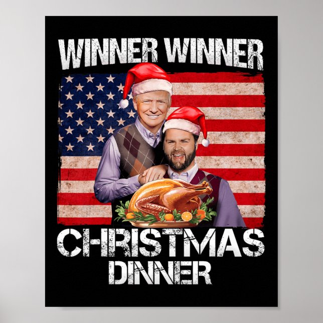 Poster Engraçado Trump Vance Vencedor do Janto de Natal S (Frente)