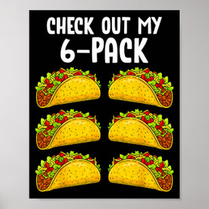 Poster Engraçado Veja Meu Taco 6 Pack Academia Fitness Me