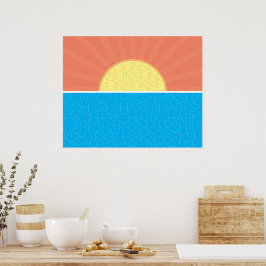 Poster Engraçado Verão de Sol e Tubarões