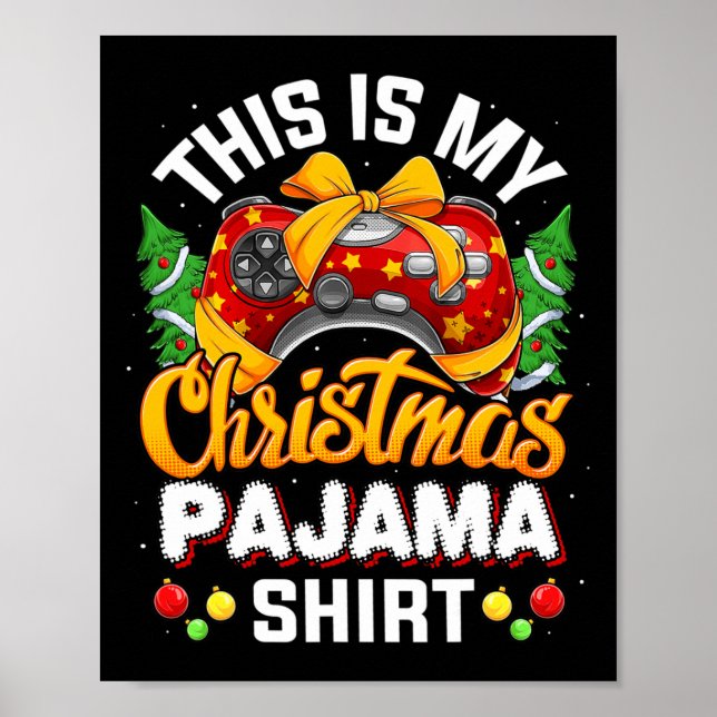 Poster Engraçado Video Game Controller Natal Hat Ga (Frente)