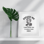 Poster Engraçado Vintage Bathroom Mustache Cotação<br><div class="desc">Adicione um toque de capricho e humor à decoração do seu banheiro com o nosso encantador impressão de parede com estilo vintage com a frase "Desculpe-me, dou-lhe bigode para lavar as mãos." Esta design encantadora e espirituosa irá seguramente chamar a atenção e trazer um sorriso à cara de todos. Lembre...</div>
