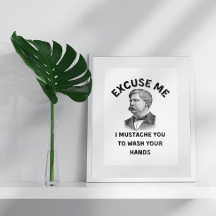 Poster Engraçado Vintage Bathroom Mustache Cotação