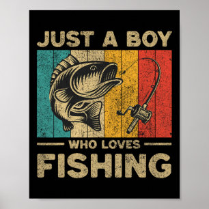 Poster Engraçado Vintage Piadas de pesca Meninos Pescador