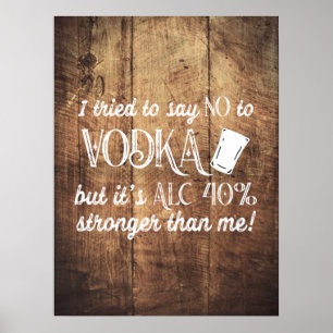 Poster Engraçado Vodka Drinker Citação De Madeira Text