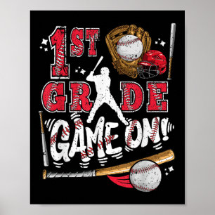 Poster Engraçado Voltar À Escola 1rua Jogo Baseball No Fi