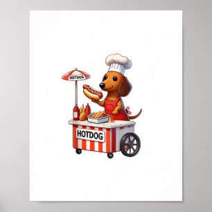 Poster Engraçado Weenie Dachshund Dog Sausage Hotdog Sand