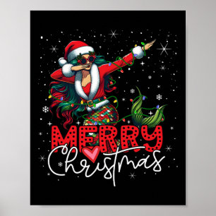 Poster Engraçado Xmas Dabbing Sereia Papai Noel Feliz Chr