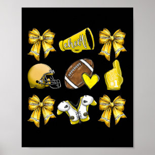 Poster Engraçado Yellow Chee Coquette Futebol Mãe Mulhere