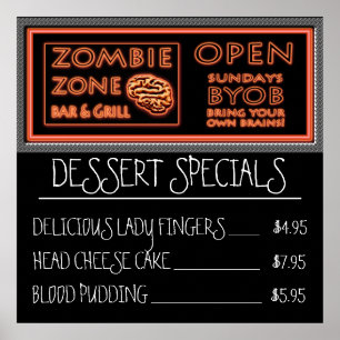Poster Engraçado Zombie Dessert Lady Fingers Sangue Pudim