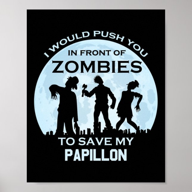 Poster Engraçado Zombie Halloween Pet Papillon (Frente)