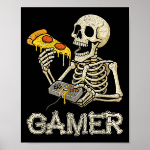 Poster Engraçado Zza Gamer Skeleton Jogo Adolescentes Jov