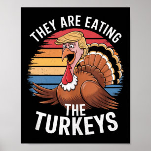 Poster Engraçados Estão Comendo Os Perus No Dia De Ação