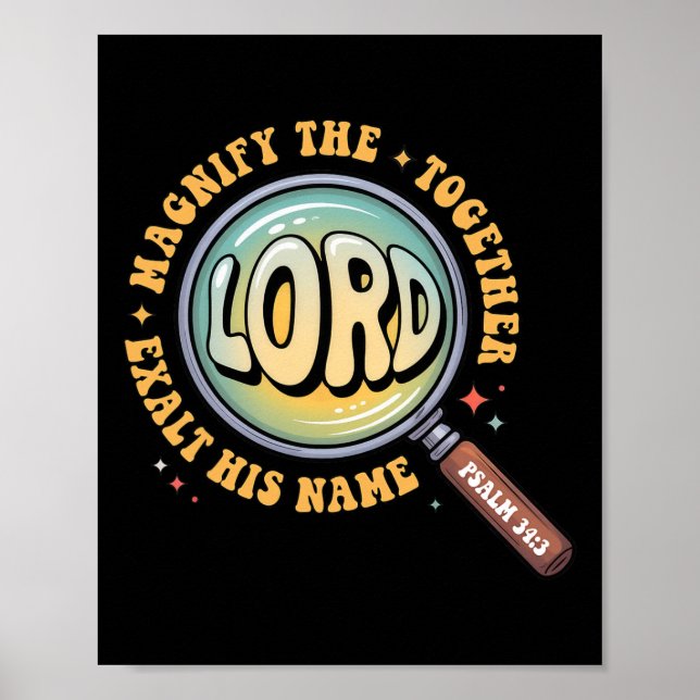 Poster Engrandeça o Senhor Versículo da Bíblia Engrandeci (Frente)