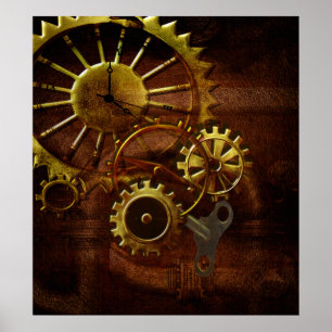 Póster Engrenagens e tubulações de Steampunk