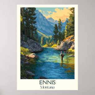 Poster Ennis Montana Vintage Fly Fly Fisheries River Art
