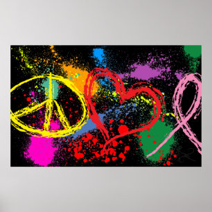 Póster "Enorme" Paz Amor Esperança Pintar Splatter