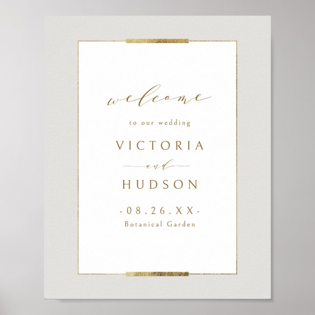 Poster Enquadrado Elegance Simple Modern Wedding Bem-vind (Frente)