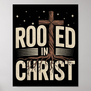 Poster Enraizada No Cristo Jesus Cruzando A Faith Relig C