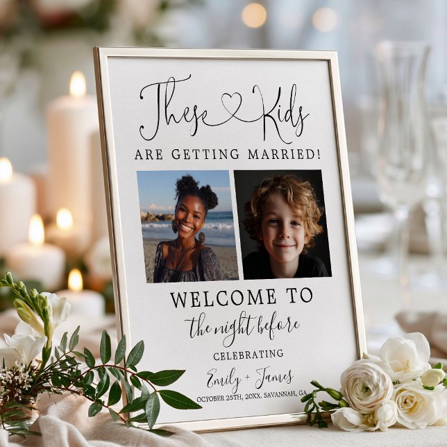 Poster Ensaio de Casamento destes Miúdos Casamento (These Kids Are Getting Married Rehearsal Wedding Poster)