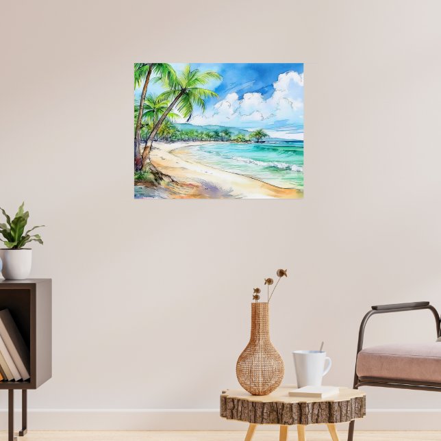 Poster Enseada de Praia Havaiana (Sala de Estar 3)