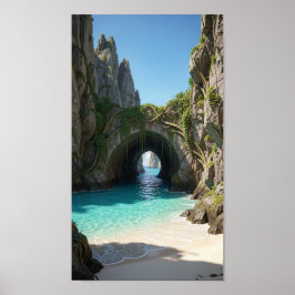 Poster Enseada Secreta Com Água Turquesa